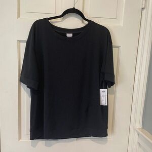 Chico's Sandwash Dolman Sleeve Black Short Sleeve Shirt
